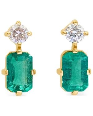Yi Collection Deco ダイヤモンド&エメラルド ピアス 18kイエローゴールド - グリーン