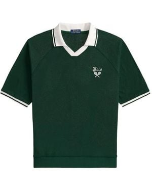 Polo Ralph Lauren Logo-Embroidered Johnny-Collar T-Shirt - Green
