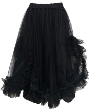Noir Kei Ninomiya Tulle-Overlay Skirt - Blue