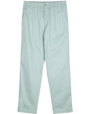 Maison Kitsuné Elasticated-Waistband Straight-Leg Cotton Trousers - Blue