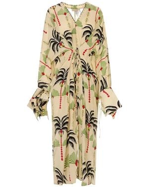 Anjuna Palm-Print Cassandra Dress - Metallic