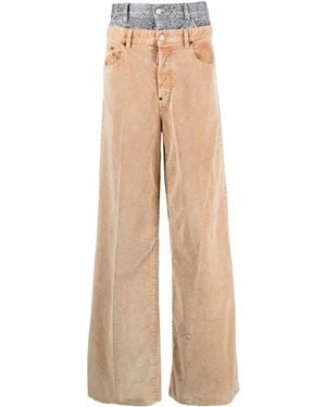 DSquared² Crystal-Embellished Double-Layer Trousers - Natural