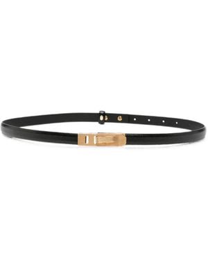 Alberta Ferretti Ridged-Buckle Leather Belt - White