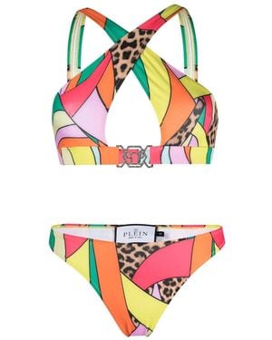 Philipp Plein Bikini Mit Überkreuzten Trägern - Grau