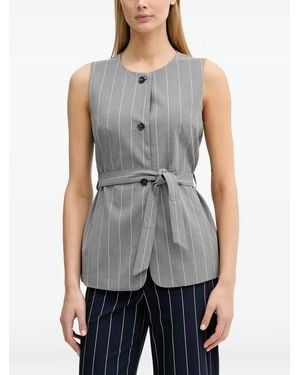Benetton Pinstripe-Pattern Belted Waistcoat - Gray