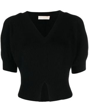 Ulla Johnson Eila Ribbed V-Neck Top - Black