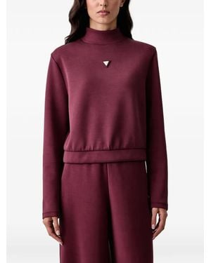 Guess Scuba Logo-Plaque High-Neck Sweatshirt - Red