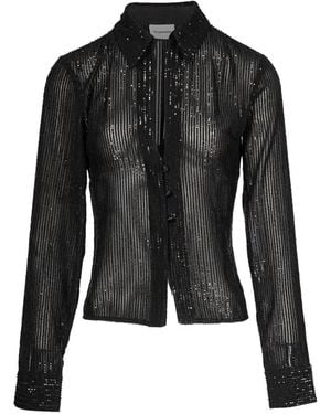 ANDAMANE Sequin-Embellished Sheer Shirt - Black