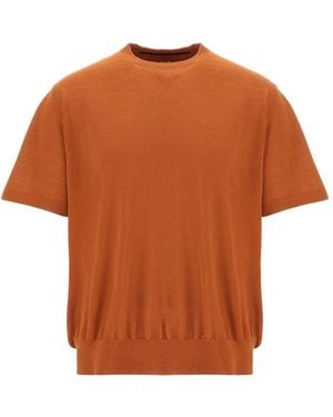 Herno Stocking-Stitched T-Shirt - Orange