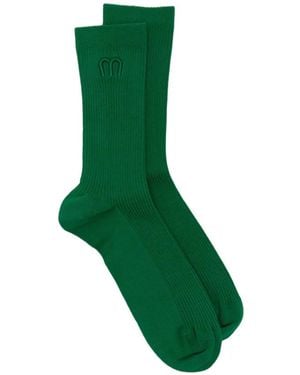 Maje Logo-Embroidered Ribbed Socks - Green