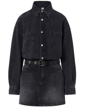 Liu Jo Short Denim Dress With Belt - Blue