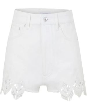 Rabanne Embroidered Scalloped-Hem Shorts - White