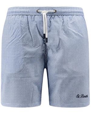 MC2 Saint Barth Paimos Check Drawstring Swim Shorts - Blue