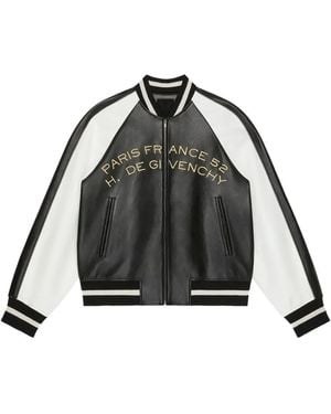 Givenchy Chaqueta Varsity De Piel Napa Con Araña Y Bordado De Serpiente - Negro