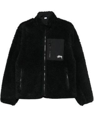 Stussy Fleece-Texture Zip-Up Jacket - Black