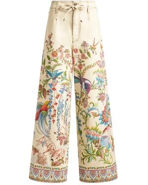 Etro Vaqueros Anchos Con Estampado Flora Fauna - Blanco