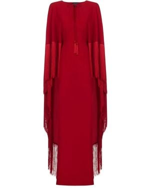 ‎Taller Marmo 1974 Fringe Cape Dress - Red