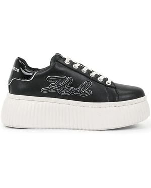 Karl Lagerfeld Sneakers Met Geborduurd Logo En Plateauzool - Zwart