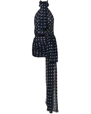ROWEN ROSE Polka-Dot Ruched Dress - Blue