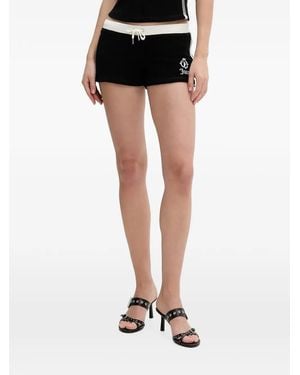 Juicy Couture Logo-Embroidered Side-Stripe Mini Shorts - Black
