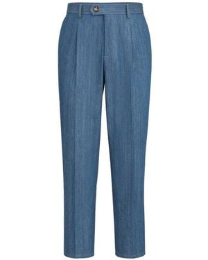 Brunello Cucinelli Pantalon À Design Plissé - Blue