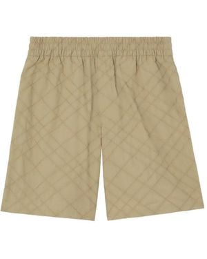 Burberry Check Embroidered Cotton Shorts - White