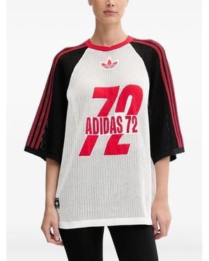 adidas Mesh Raglan-Sleeve T-Shirt - Red