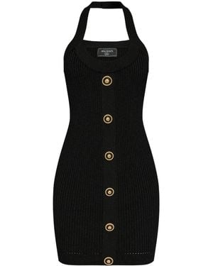 Balmain Ribbed Mini Dress - Black