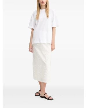 Munthe Ursa Floral-Embroidered Midi Skirt - White