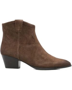 Ash Fame Suede Ankle Boots - Brown