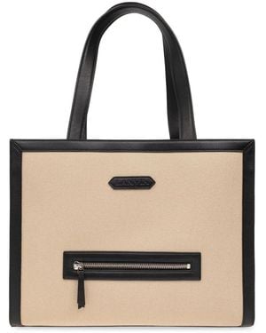 Lanvin コントラストトリム ハンドバッグ - ナチュラル