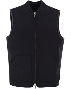 MC2 Saint Barth Spencer Wool-Blend Reversible Vest - Blue