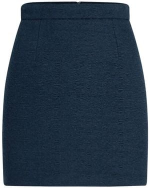 Patou Organic-Cotton Tweed Mini Skirt - Blue