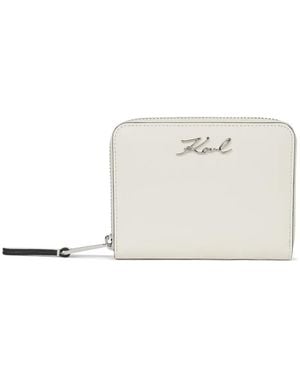 KARL LAGERFELD Medium K/Signature Zip-Around Wallet - White