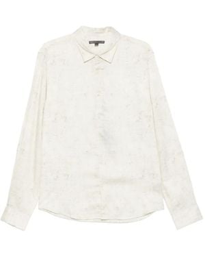 John Varvatos Luca Geometric-Print Long-Sleeved Shirt - White