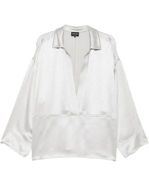Giorgio Armani Blusa Con Scollo A V E Maniche Lunghe - Bianco
