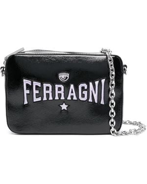 Chiara Ferragni Eyelike Logo-Embroidered Crossbody Bag - Black
