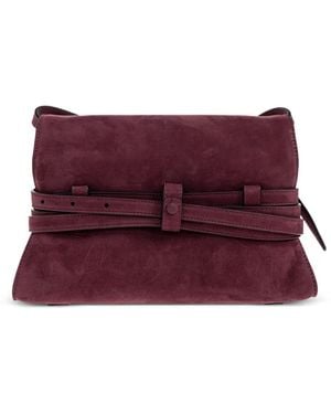 Moschino Belted Suede Cross Body Bag - Purple