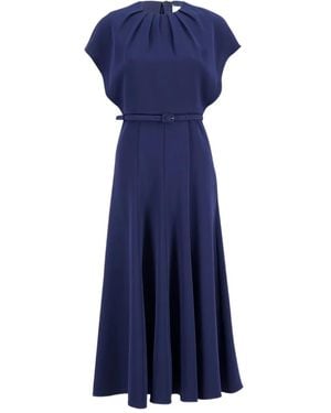 Roland Mouret Cady Pleated Cape Midi Dress - Blue