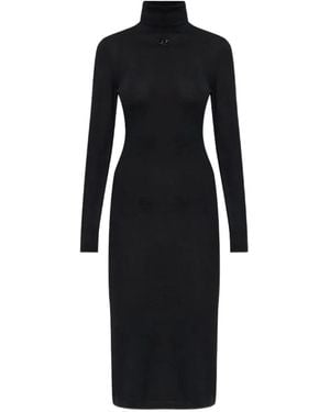 DIESEL Oval D-Logo-Plaque Roll-Neck Midi Dress - Black