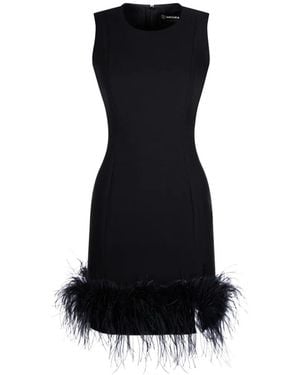 IMROSKA Robe Courte 7 Heaven Bordée De Plumes - Black