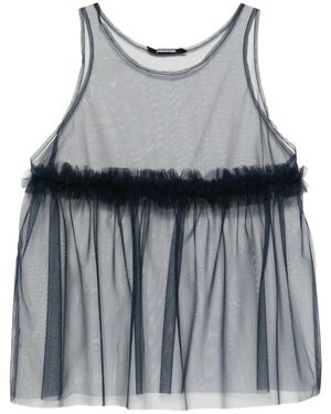 Susanne Bommer Ruffled Sleeveless Top - Gray