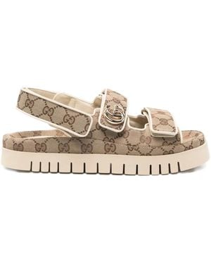 Gucci Monogram Flat Sandals - Natural