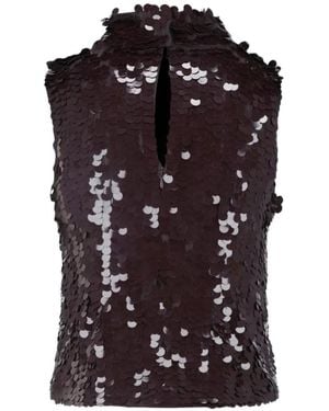 P.A.R.O.S.H. Sequin-Embellished Sleeveless Top - Black