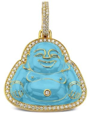 Buddha Mama Pendente Happy Buddha Con Diamanti - Blu