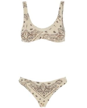 VENUJA Paisley-Print Crystal-Embellished Bikini - White