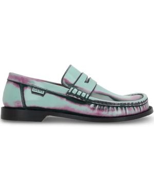 Loewe Penny-Leather Loafers - Green