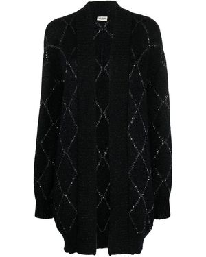 Saint Laurent Embroidered Mohair Blend Oversize Cardigan - Black