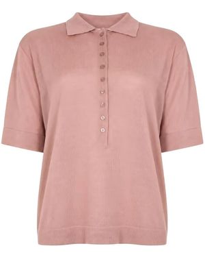 Seventy Fine-Knit Short-Sleeve Polo Shirt - Pink