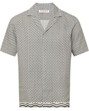 Orlebar Brown Maitan Geometric-Print Linen Shirt - Grey